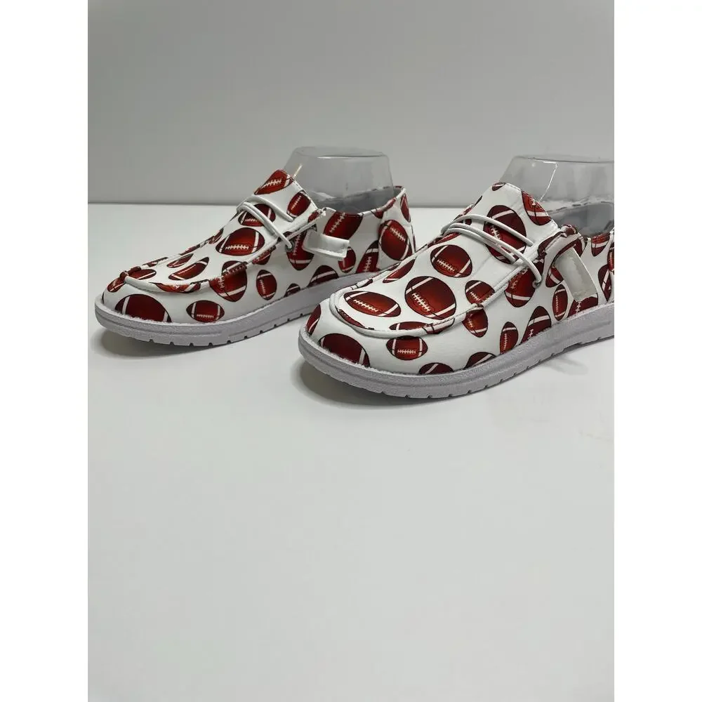 Unbranded Slip On White Shoe Football‎ Graphic All Over Print Eu 37 US 6.5 New